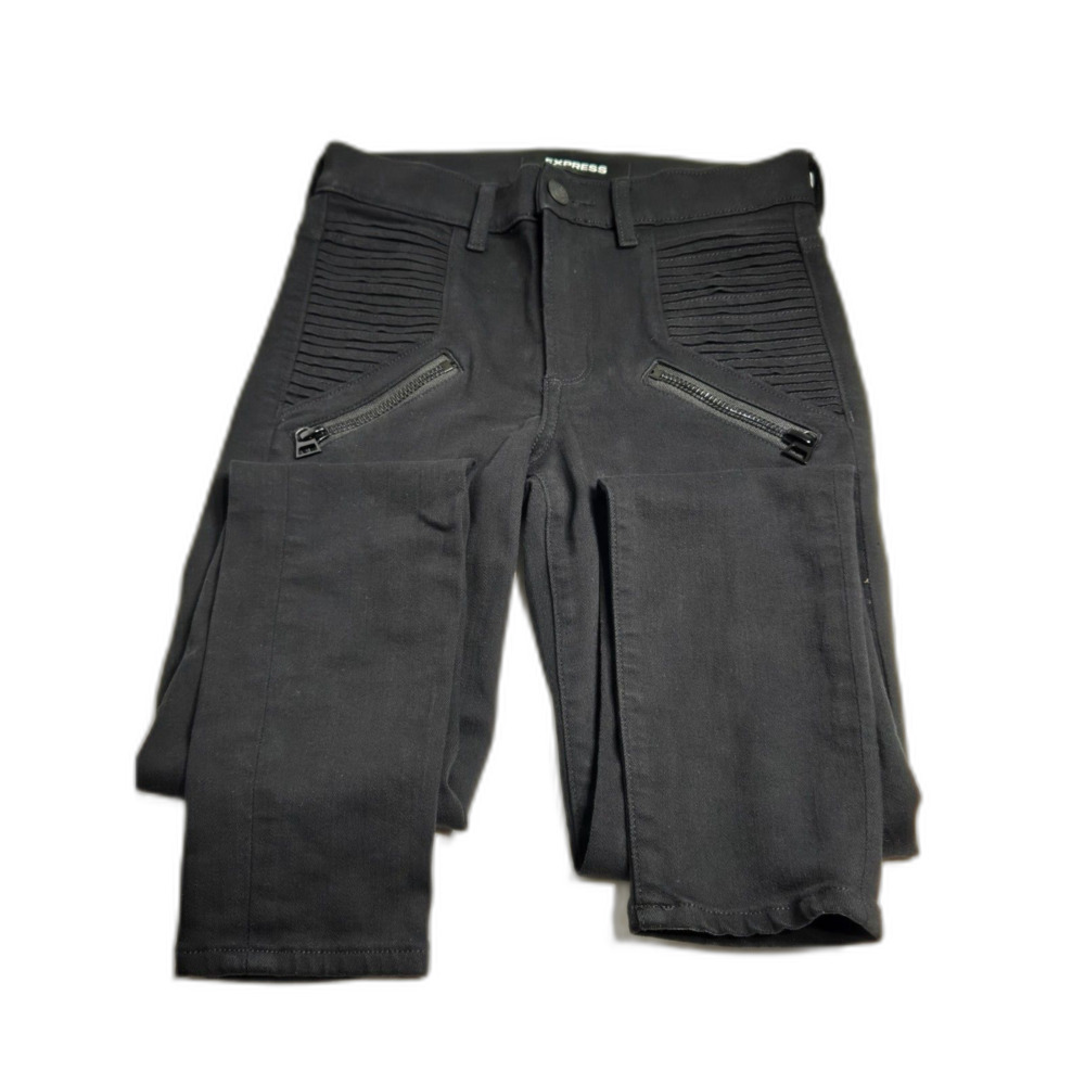 Express Legging Jeans | Women's Size 2R | High Rise Black Biker Moto Denim